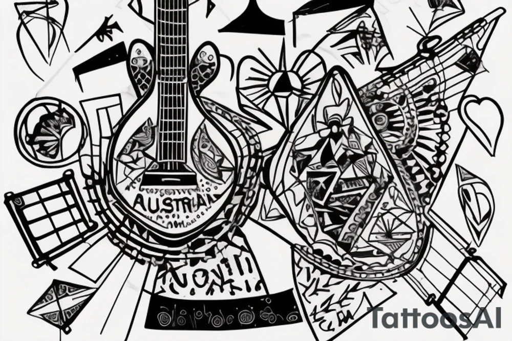Backpackin Australia with a Guitar and a station waggon. A brain and a Heart fighting each other. Forearm tattoo tattoo idea