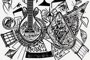 Backpackin Australia with a Guitar and a station waggon. A brain and a Heart fighting each other. Forearm tattoo tattoo idea