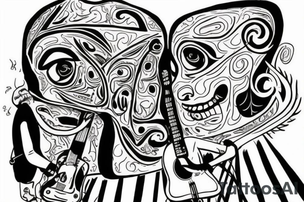 Backpackin Australia with a Guitar and a station waggon. A brain and a Heart fighting each other. tattoo idea