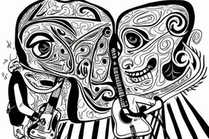 Backpackin Australia with a Guitar and a station waggon. A brain and a Heart fighting each other. tattoo idea