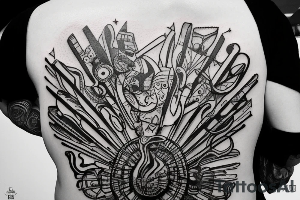 Backpackin Australia with a Guitar and a station waggon. A brain and a Heart fighting each other. tattoo idea