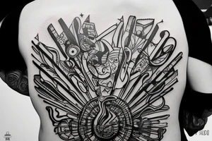 Backpackin Australia with a Guitar and a station waggon. A brain and a Heart fighting each other. tattoo idea