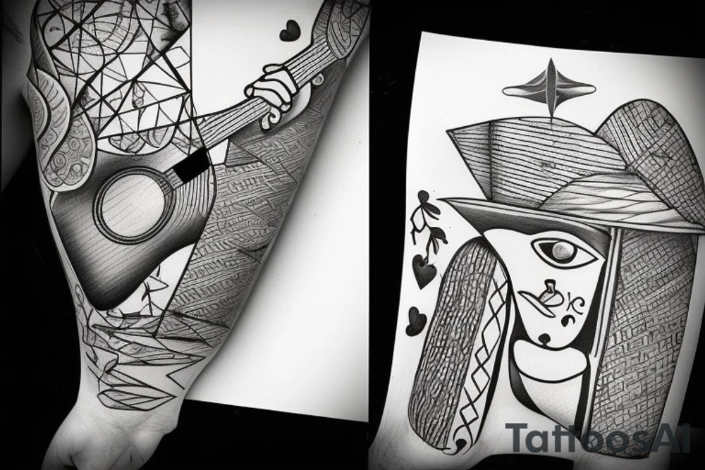 Backpacking Australia with a Guitar and a station waggon. A brain and a Heart fighting each other. tattoo idea