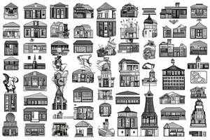 Nine stores residential panel house soviet style tattoo idea