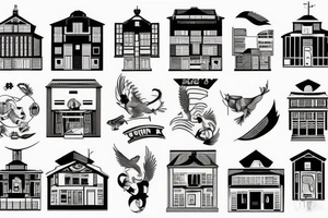 Nine stores residential panel house soviet style tattoo idea