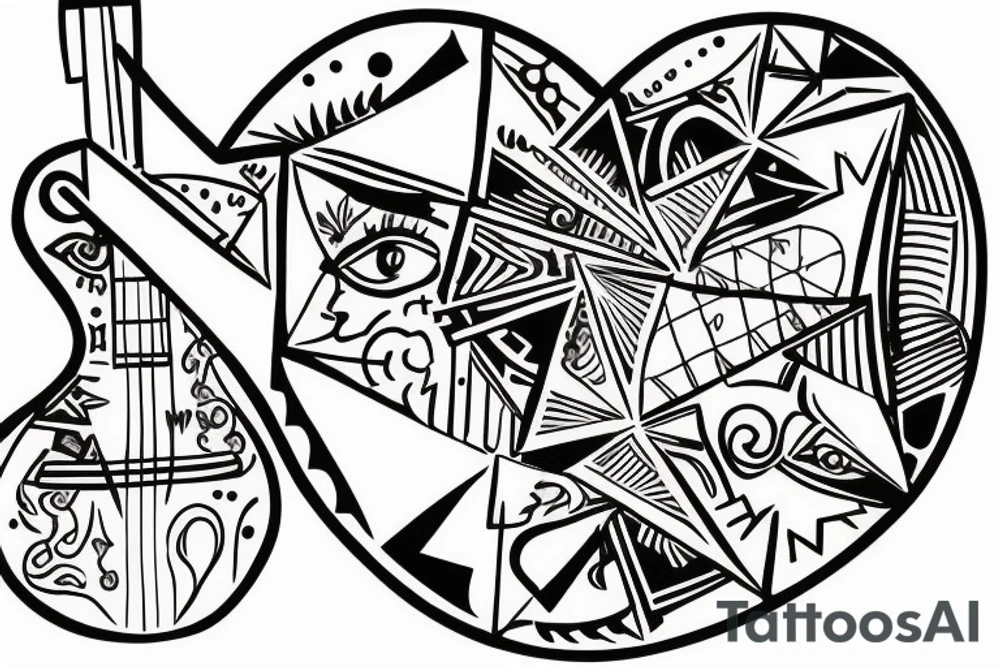 backpacking australia with a guitar and a station waggon. A Brain and a heart fighting each other. tattoo idea