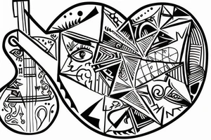 backpacking australia with a guitar and a station waggon. A Brain and a heart fighting each other. tattoo idea