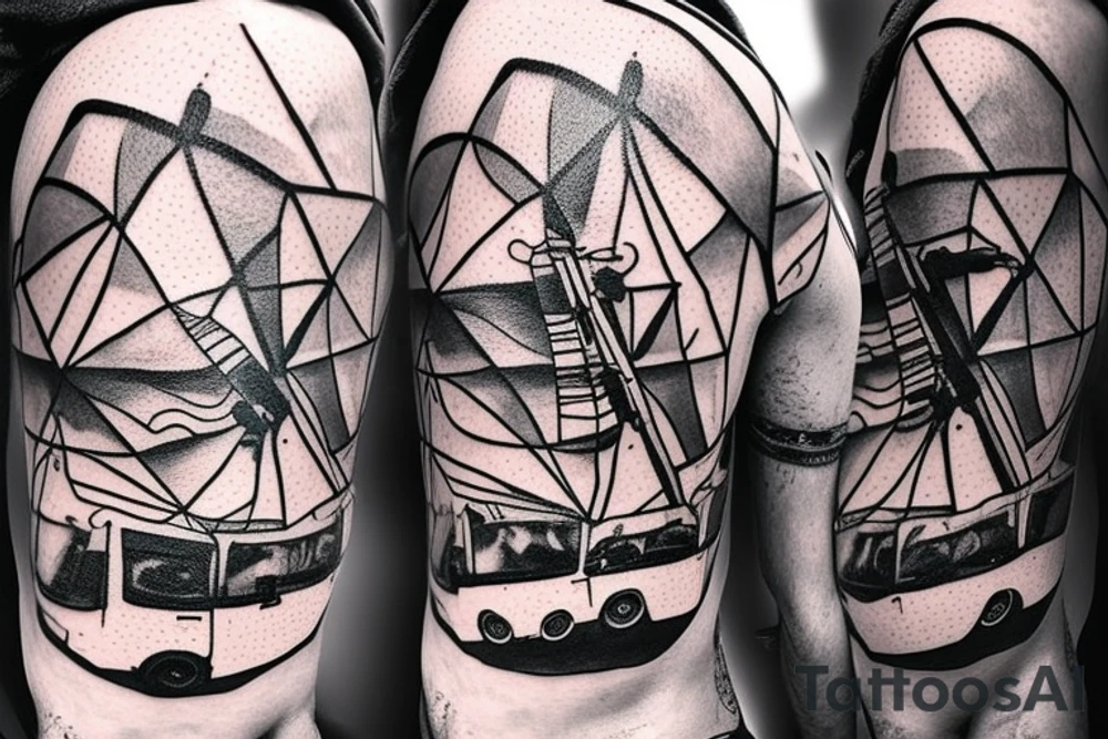 backpacking australia with a guitar and a station waggon. A Brain and a heart fighting each other. tattoo idea