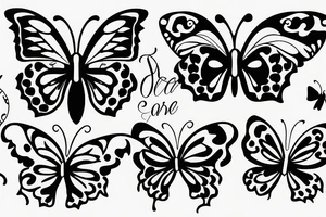 Father, daughter silhouette inside butterfly outline tattoo idea