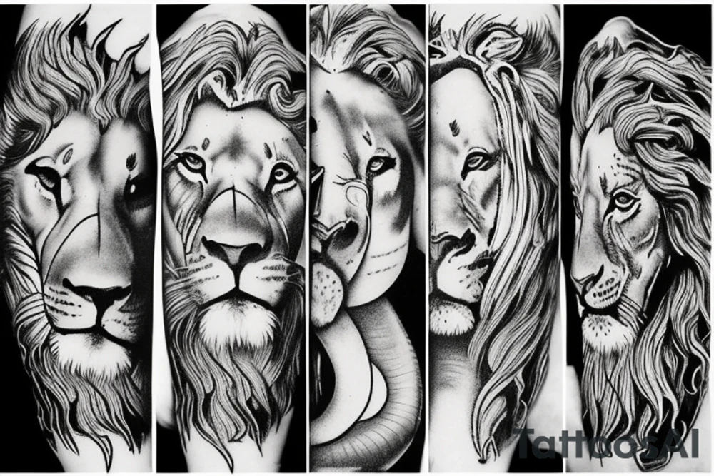 Lion with Jesus and a red dragon tattoo idea