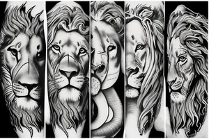 Lion with Jesus and a red dragon tattoo idea
