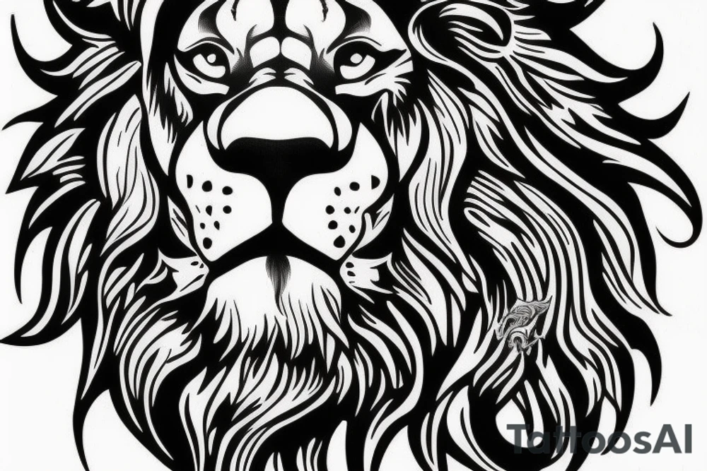 Lion with Jesus and a red dragon tattoo idea