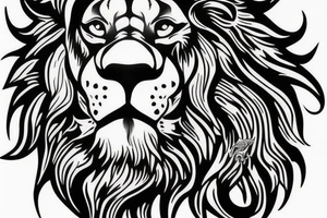 Lion with Jesus and a red dragon tattoo idea