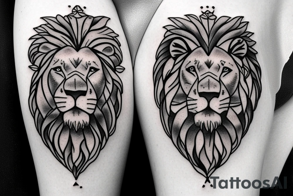 Lion with Jesus tattoo idea