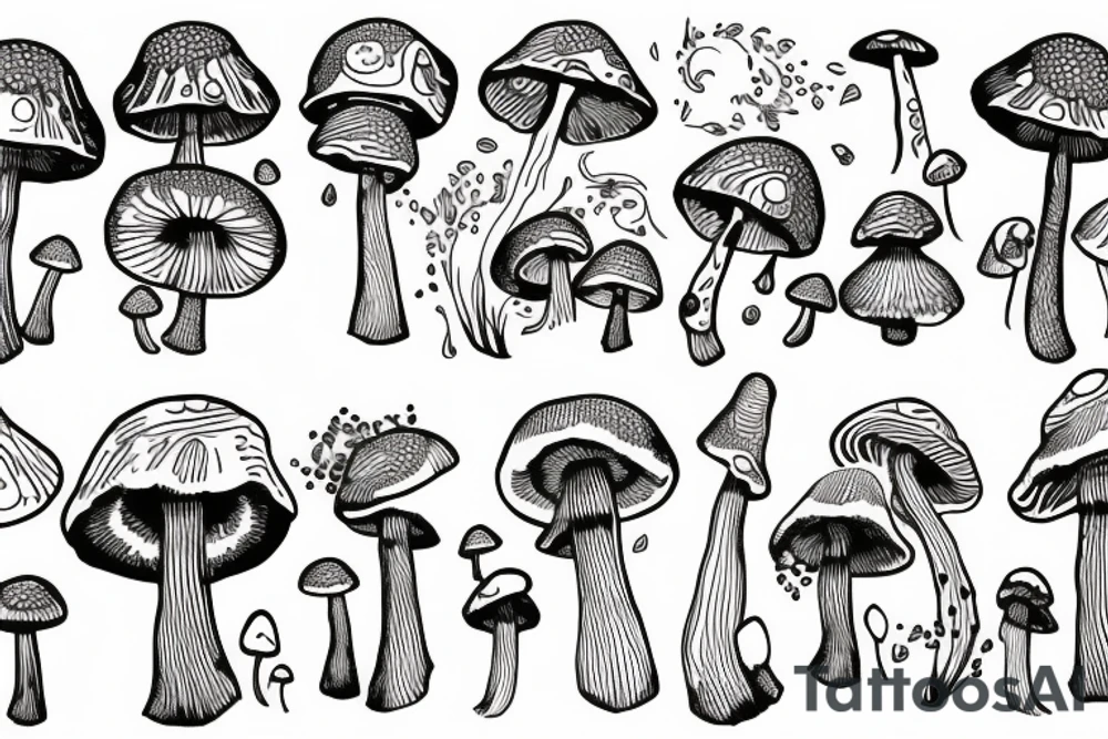 Trippy mushroom tattoo idea