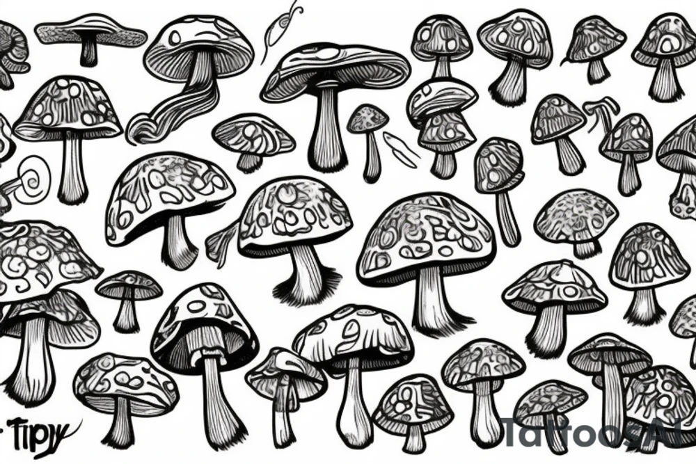 Trippy mushroom tattoo idea