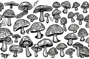 Trippy mushroom tattoo idea