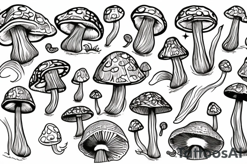 Trippy mushroom tattoo idea