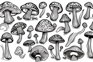 Trippy mushroom tattoo idea
