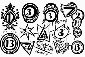 Biscione with number 3 and father symbol tattoo idea