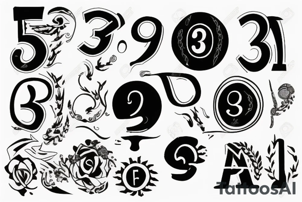 Biscione with number 3 and father symbol tattoo idea