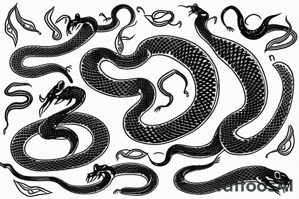 Serpent with number 3 tattoo idea