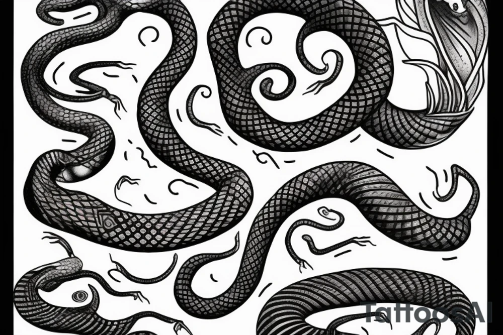 Serpent with number 3 tattoo idea