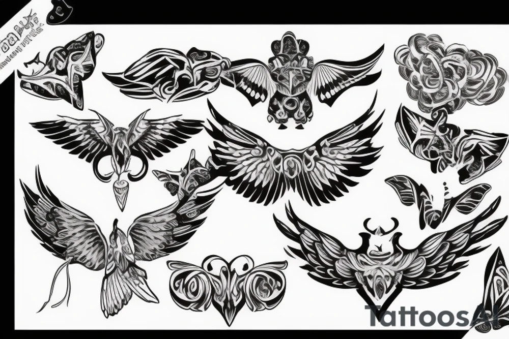 Folded wings tattoo idea