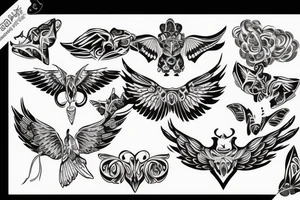 Folded wings tattoo idea
