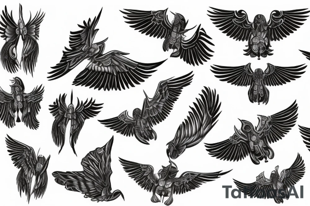 Folded wings tattoo idea