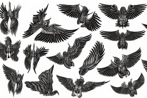 Folded wings tattoo idea
