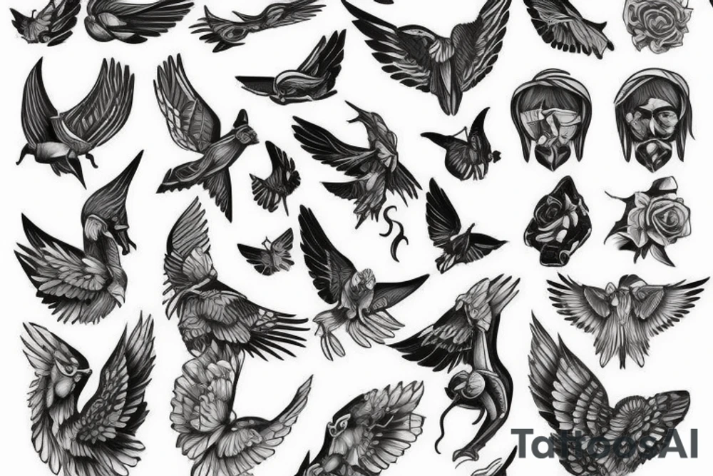 Folded wings tattoo idea