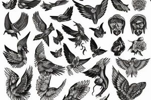 Folded wings tattoo idea