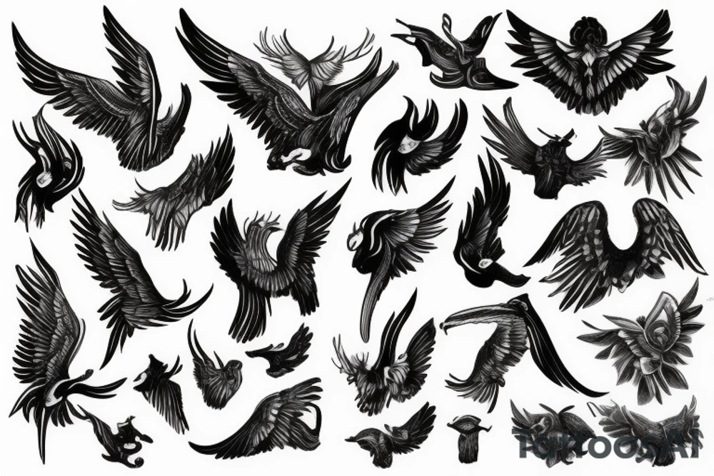 Folded wings tattoo idea