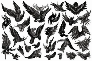 Folded wings tattoo idea