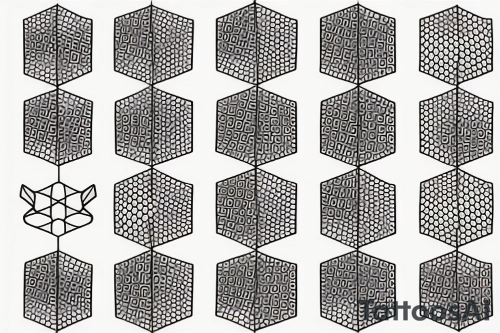 Bee hive pattern or hexagon pattern with repetitive lines tattoo idea