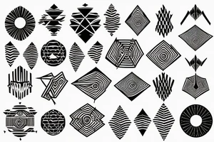 Bee hive pattern for a half arm with different lines thickness, all that mixed with arrows and vortex lines tattoo idea