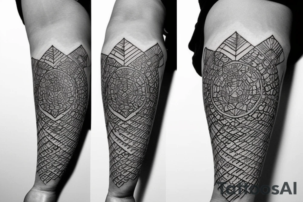 Bee hive pattern for a half arm with different lines thickness, all that mixed with arrows tattoo idea