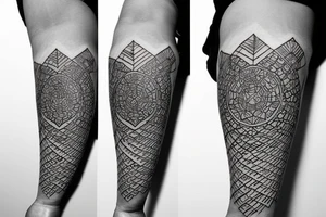Bee hive pattern for a half arm with different lines thickness, all that mixed with arrows tattoo idea