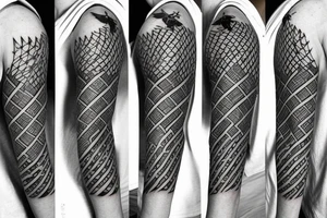 Bee hive pattern for a half arm with different lines thickness, all that mixed with arrows tattoo idea