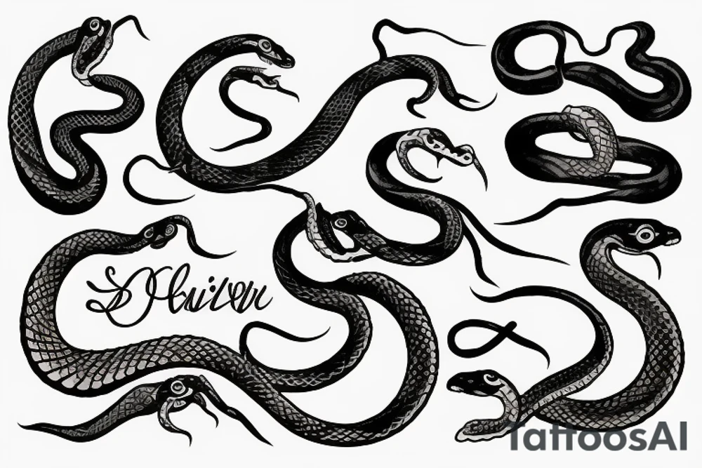 Local God in cursive lettering with a snake tattoo idea