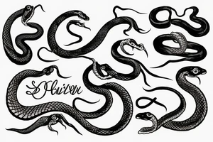 Local God in cursive lettering with a snake tattoo idea