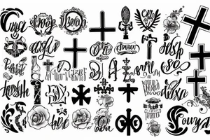 Local God in cursive lettering with a upside down cross tattoo idea