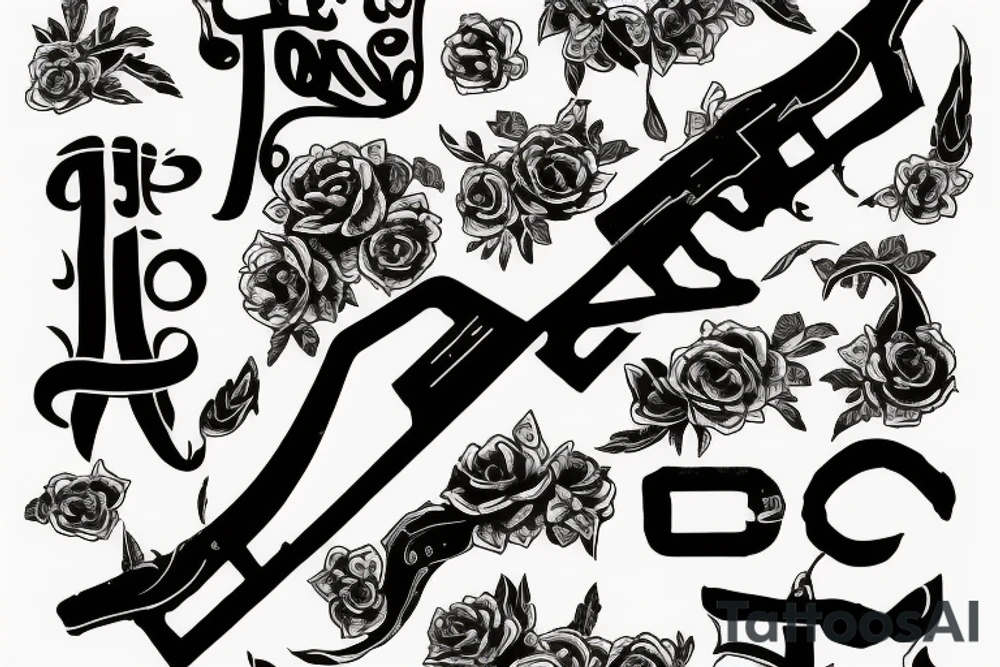 “Er Dani” written in gothic letters and the letter “i” is an AK-47 tattoo idea