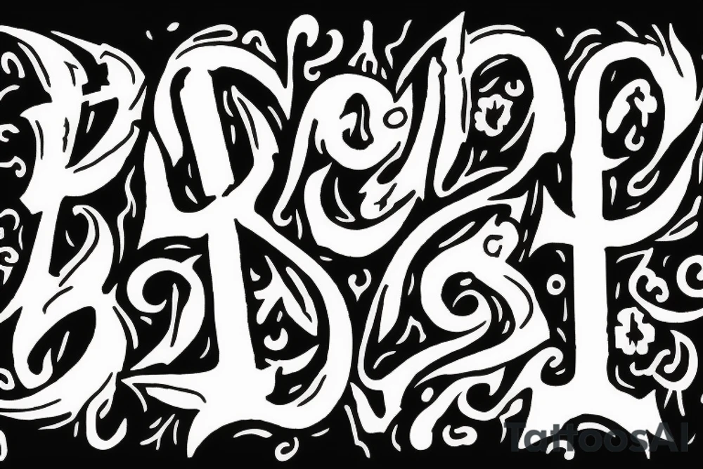 “Er Dani” written in gothic letters and the letter “i” is an AK-47 tattoo idea