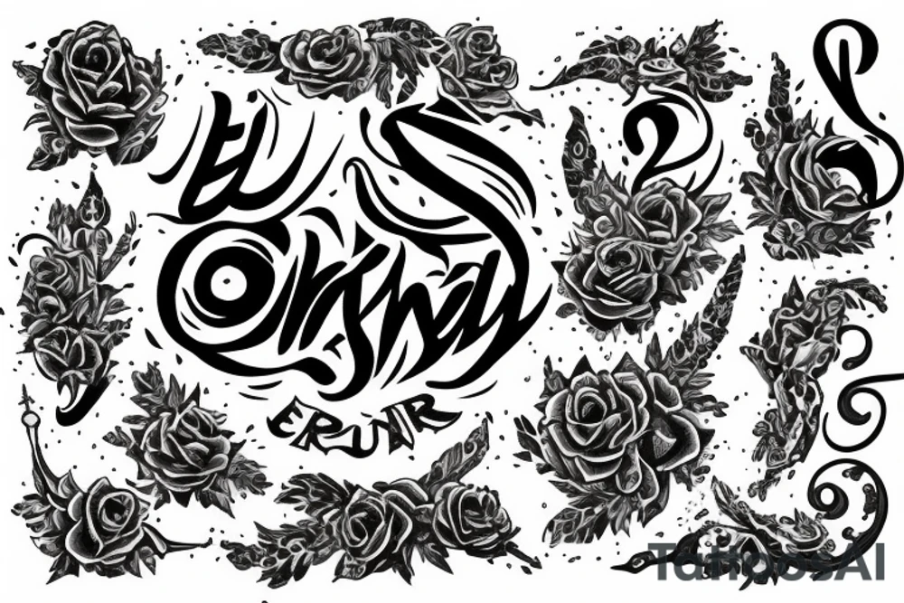 “Er Dani” written in gothic letters tattoo idea