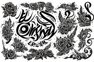 “Er Dani” written in gothic letters tattoo idea
