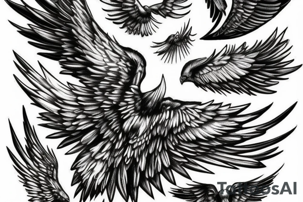 Icarus falling, wings tearing tattoo idea