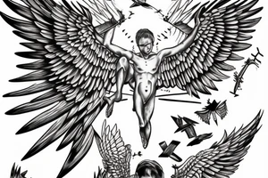 Icarus falling, wings tearing tattoo idea