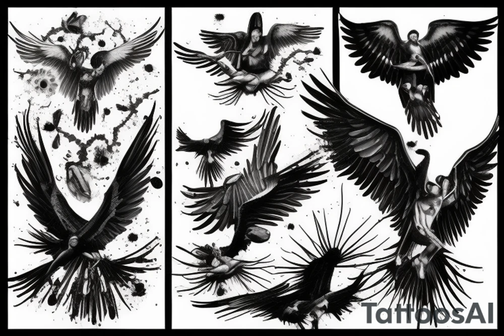 Icarus falling, wax wings melting tattoo idea